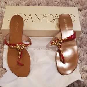 Joan & David Red Patent Leather Jeweled Sandal